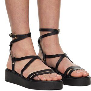 Ancient Greek Sandals - Black Aristea Strappy Sandals | Size 39